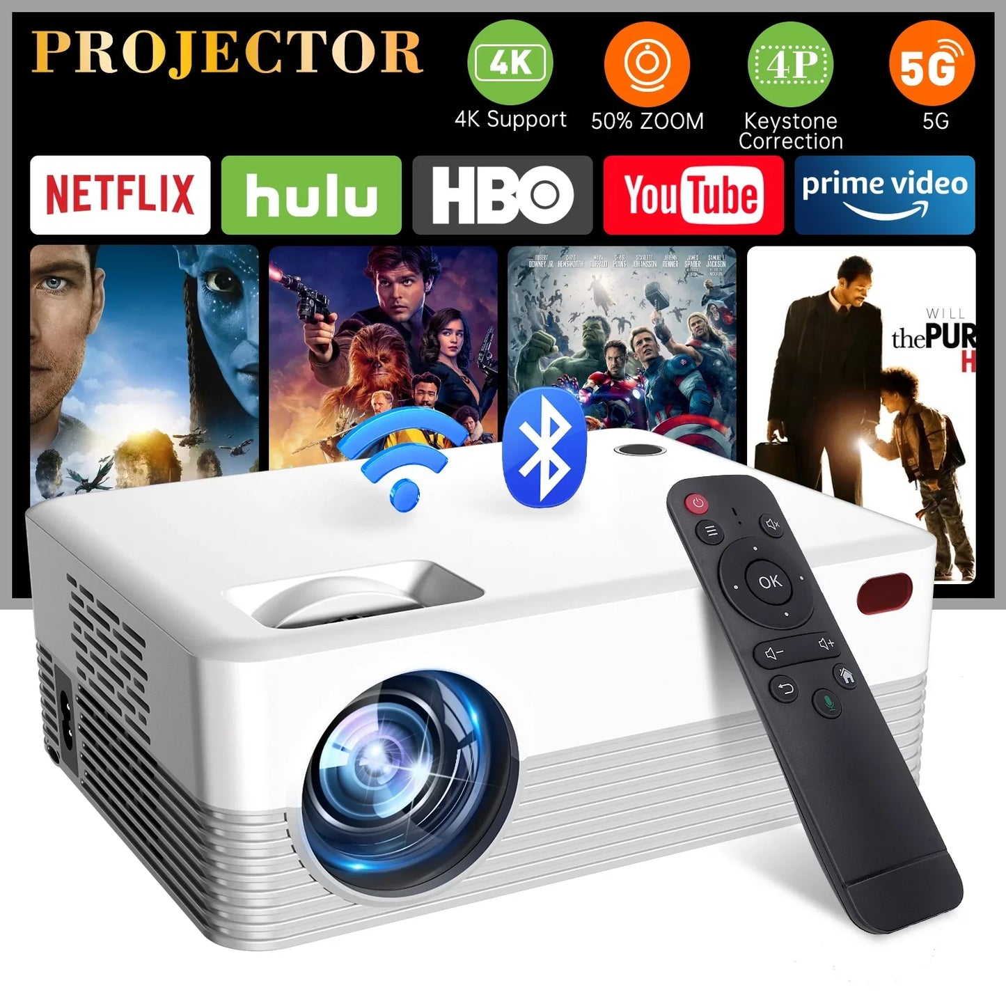 Smart LED Projector Full HD Home Theater Experience by eprolo