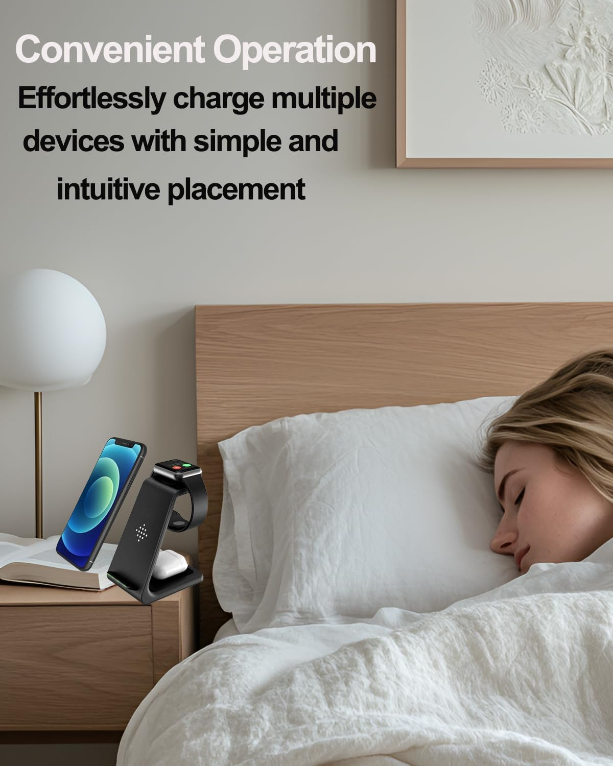 Wireless Charger Stand Dock 3 in 1 Fast Qi Wireless Charging Station Pad for Multiple Devices Apple Watch Ultra/9/8/7/6/Se/5/4/3/2,Airpods Pro,Iphone 16/15/15 Pro/14/13/12/11/X/8 Phone,Women Men Gift