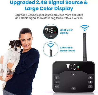 Wireless 2 in 1 Electric Dog Fence Containment System Rechargeable Shock Collar